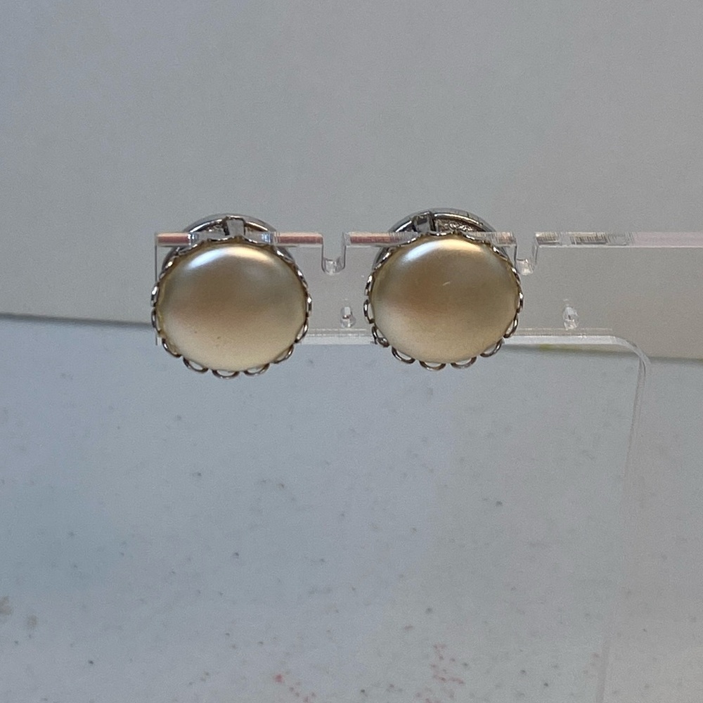 Vintage Sarah Coventry Reversible Rhinestone Faux Pearl Clip Earrings